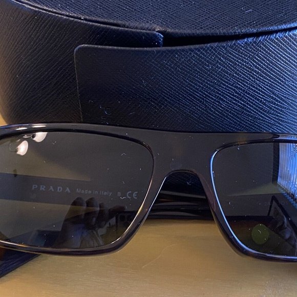 PRADA Black Mens Rectangle TORTOISE Sunglasses SPR 03O 59 17 2AU-3O1 135 3N EUC - Picture 2 of 6